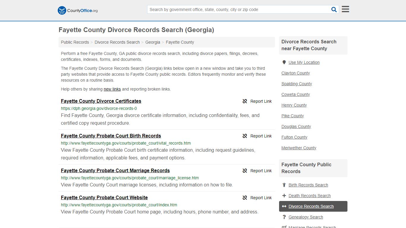 Fayette County Divorce Records Search (Georgia) - County Office
